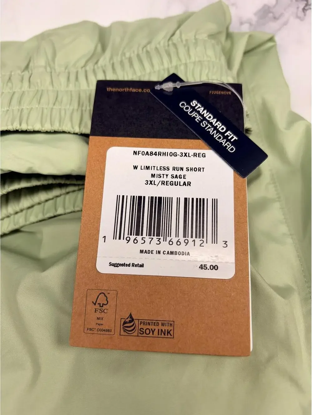 The‎ North Face Women’s Limitless Run Shorts 3XL Misty Sage NWT Athletic